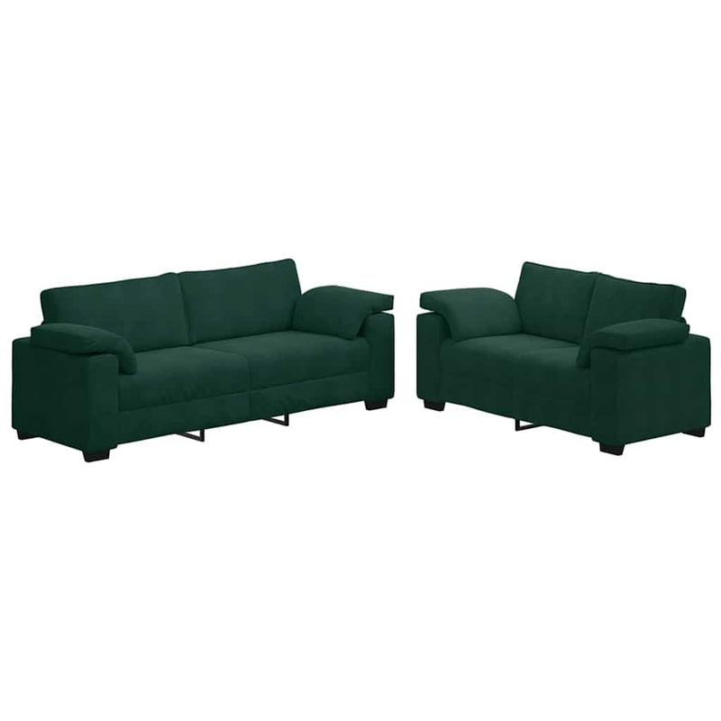 Set canapele 2 piese cu perne catifea verde închis