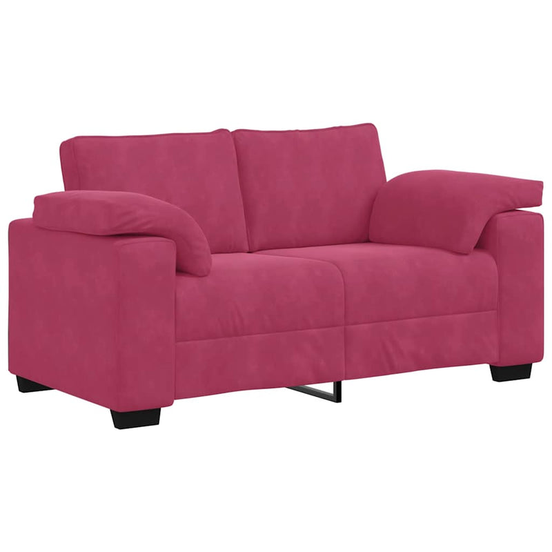 Set canapele 2 piese cu perne catifea roșu-vin