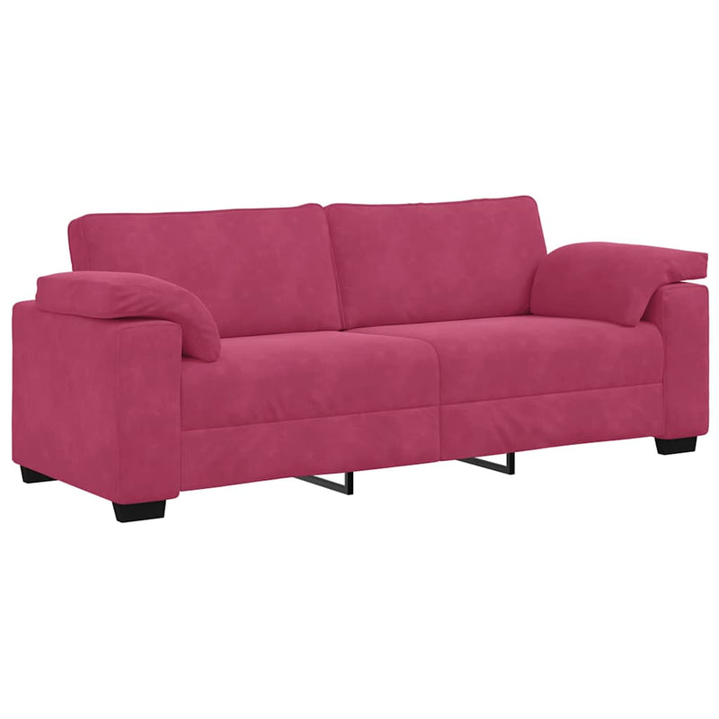Set canapele 2 piese cu perne catifea roșu-vin