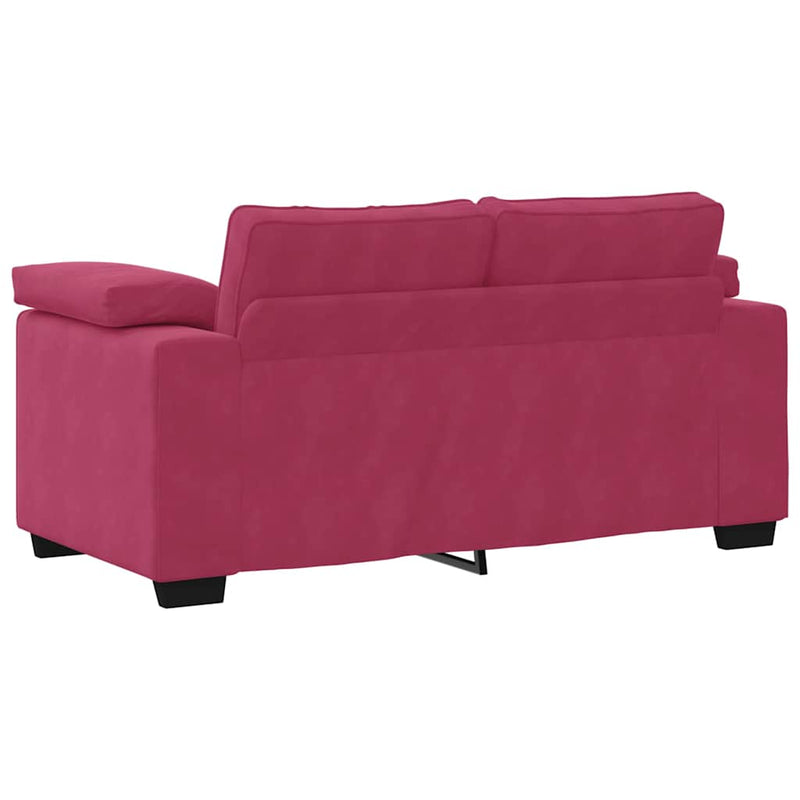 Set canapele 2 piese cu perne catifea roșu-vin