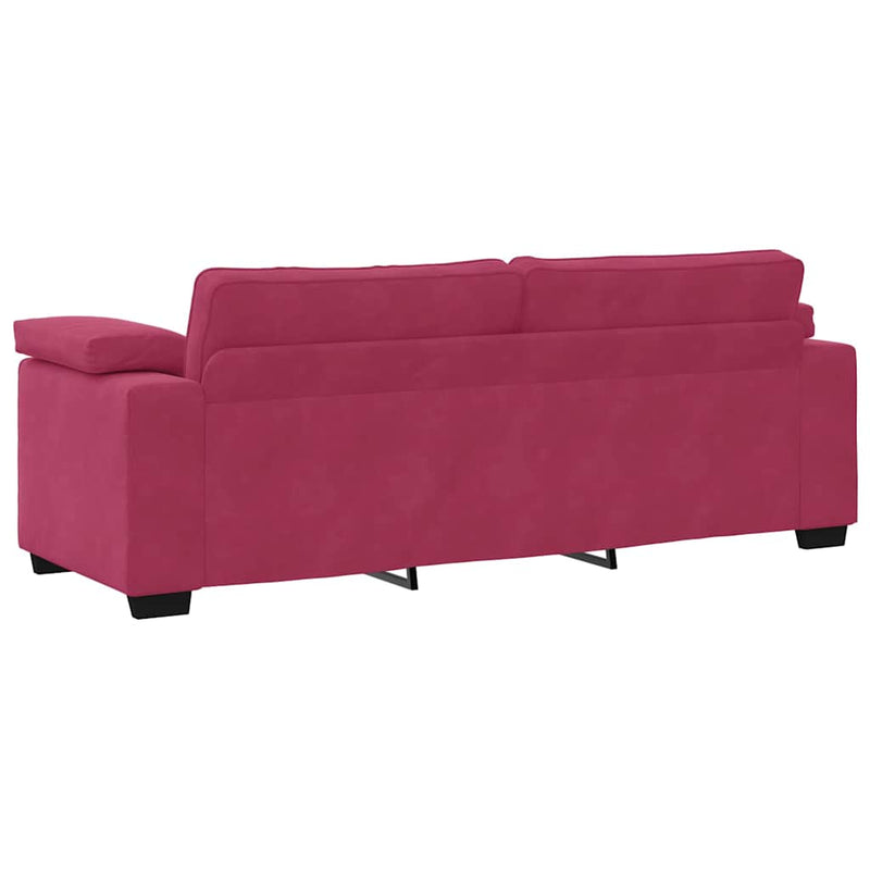 Set canapele 2 piese cu perne catifea roșu-vin