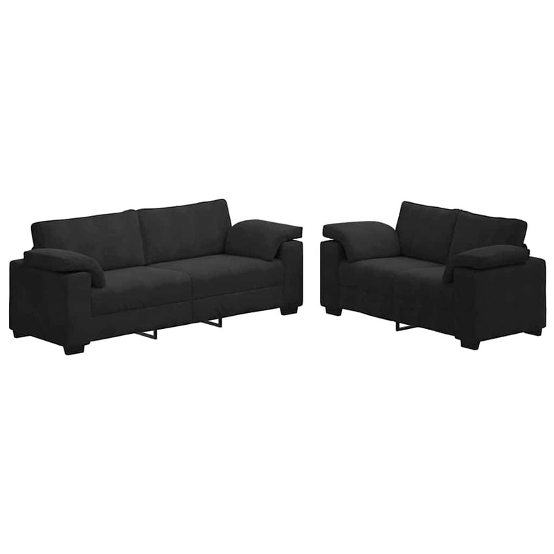 Set canapele 2 piese cu perne catifea neagră