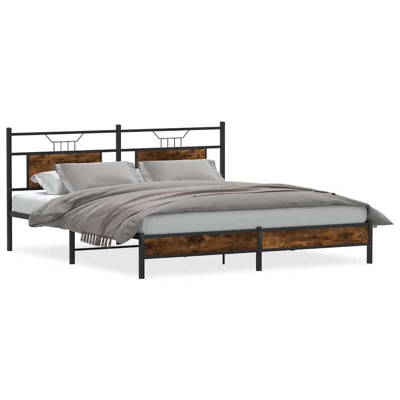 Cadru de pat fără saltea Stejar afumat 183x203cm Lemn prelucrat