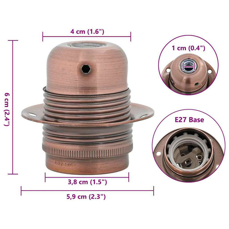 Suporturi de lampă 2 buc Roșu Bronz E27