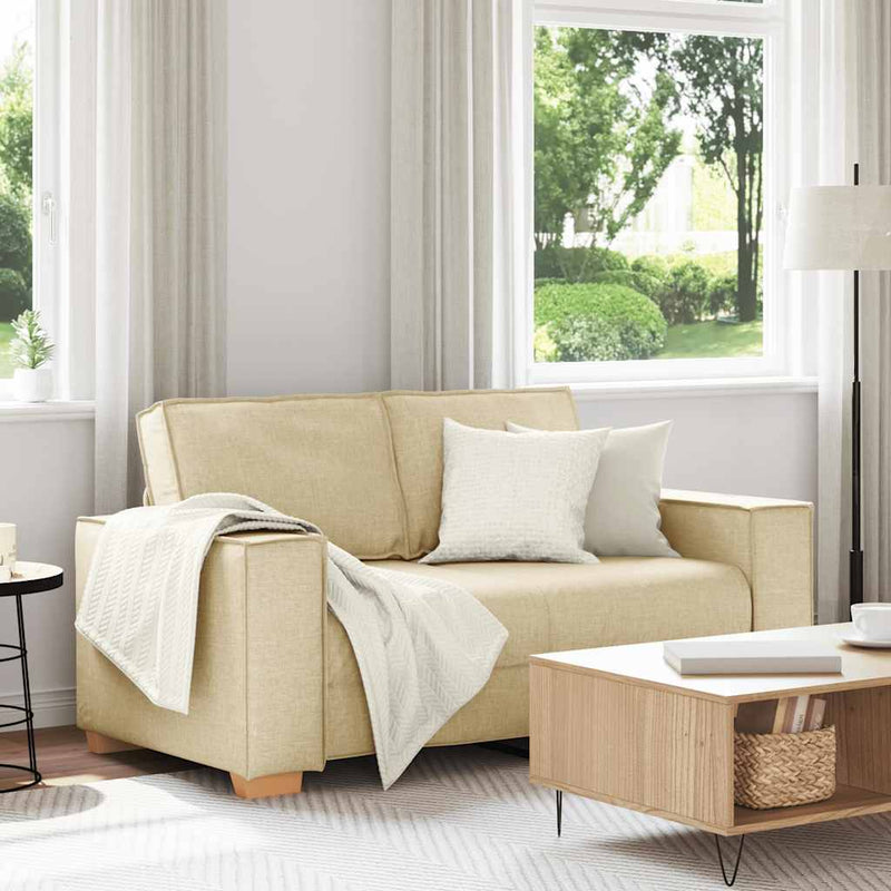 Canapea cu 2 locuri, crem, 160x78x84 cm, material textil