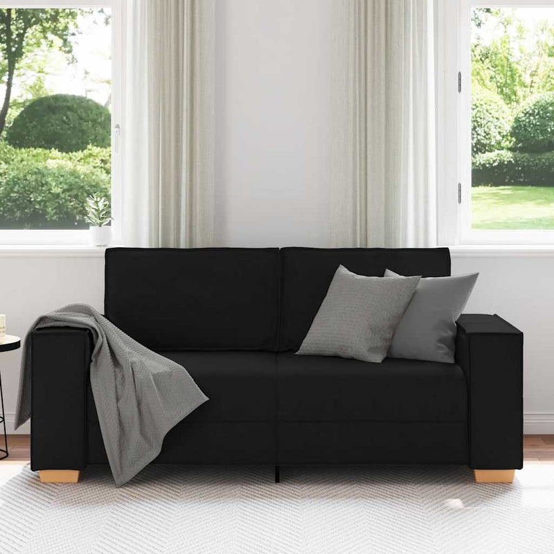 Canapea cu 2 locuri, neagră, 180x78x84 cm, material textil