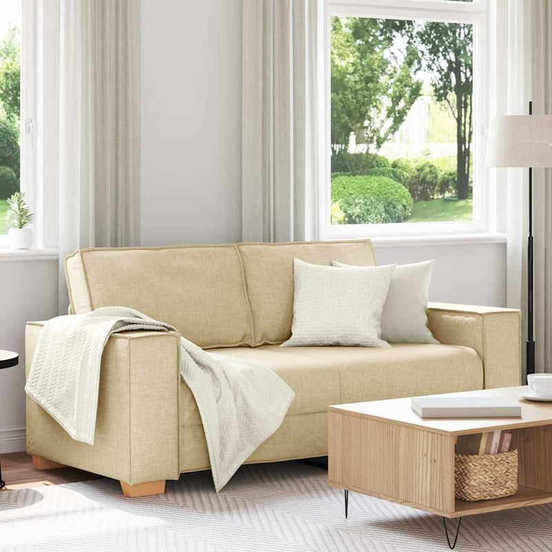 Canapea cu 2 locuri, crem, 180x78x84 cm, material textil