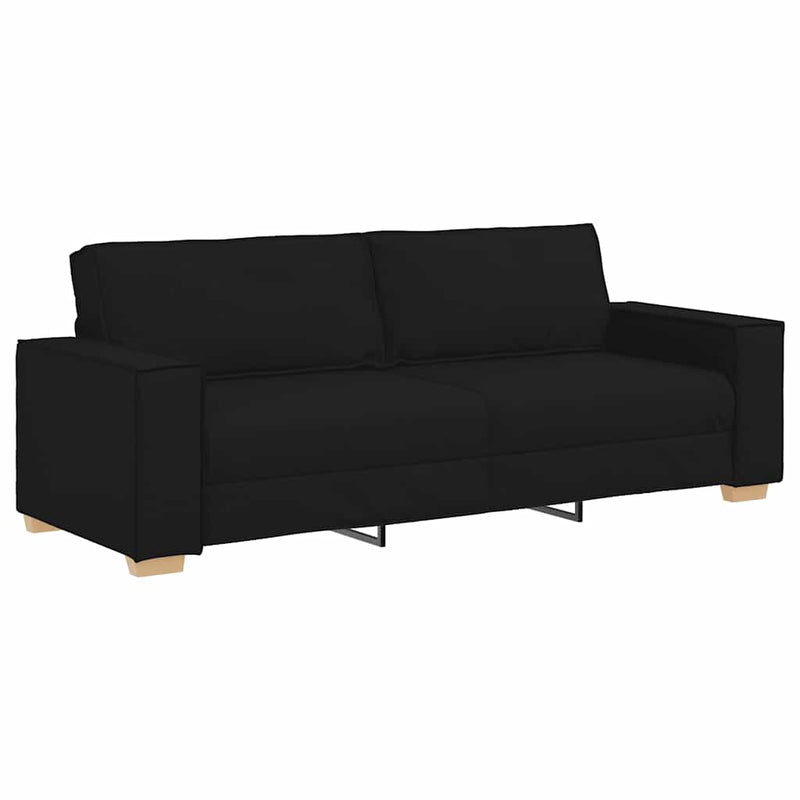 Canapea cu 3 locuri, neagră, 220x78x84 cm, material textil