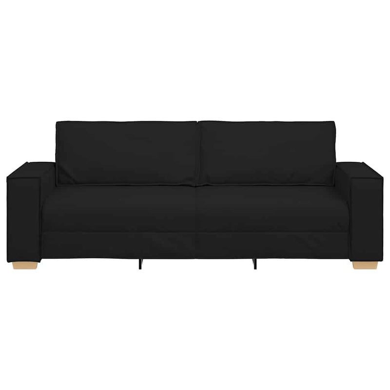 Canapea cu 3 locuri, neagră, 220x78x84 cm, material textil