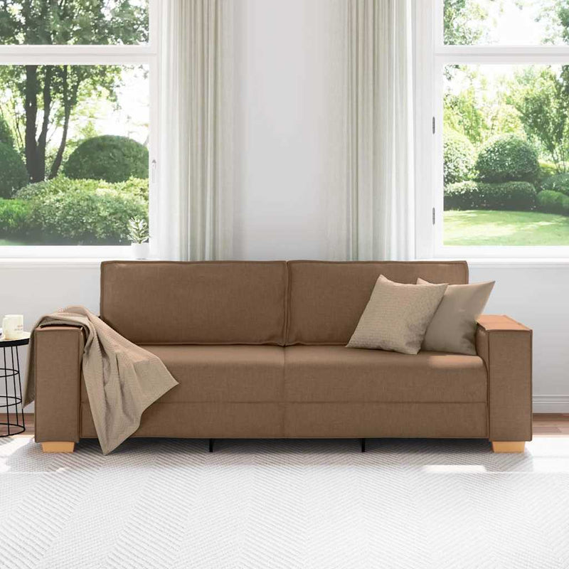 Canapea cu 3 locuri, maro, 180 cm, material textil