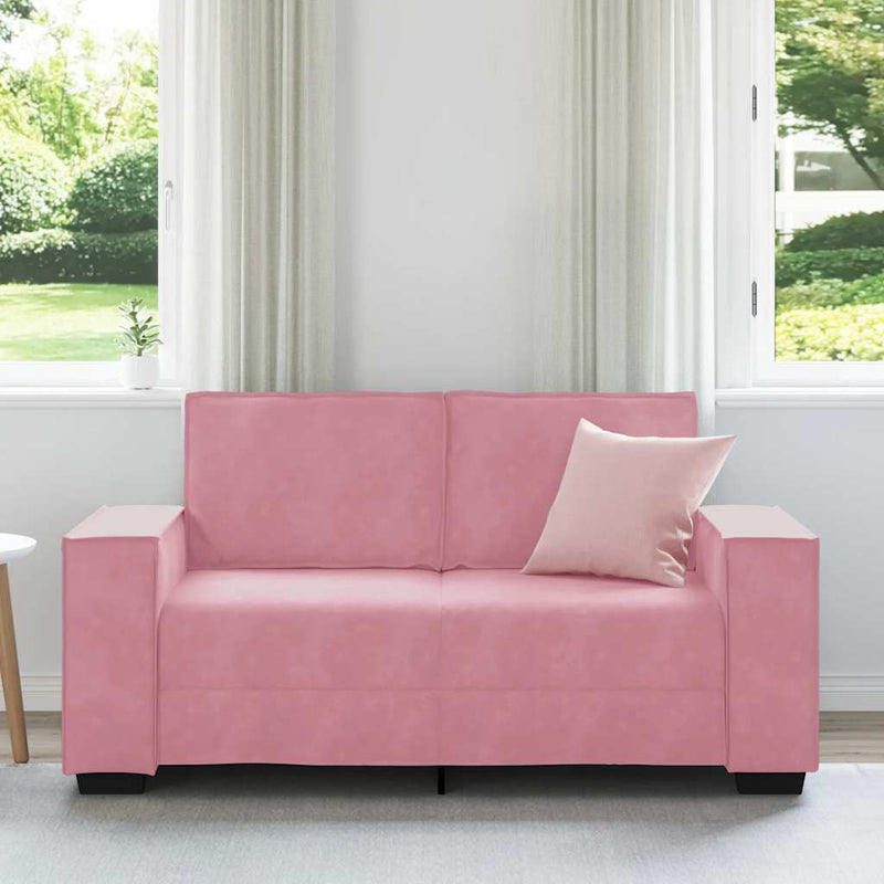 Canapea cu 2 locuri, roz, 160x78x84 cm, catifea