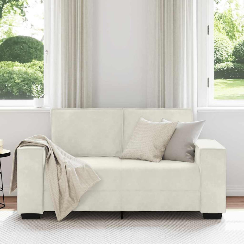 Canapea cu 2 locuri, crem, 160x78x84 cm, catifea