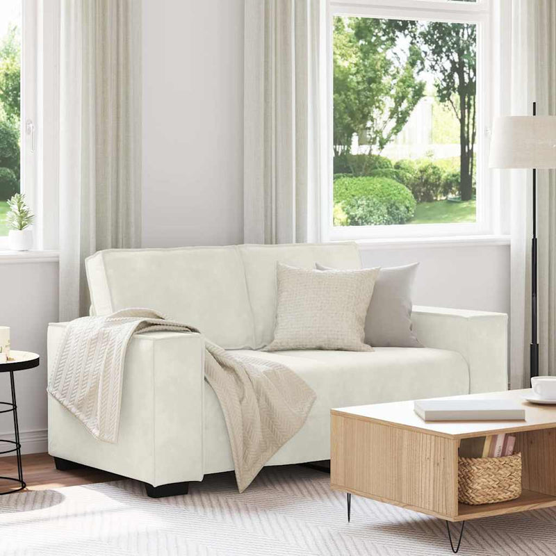 Canapea cu 2 locuri, crem, 160x78x84 cm, catifea