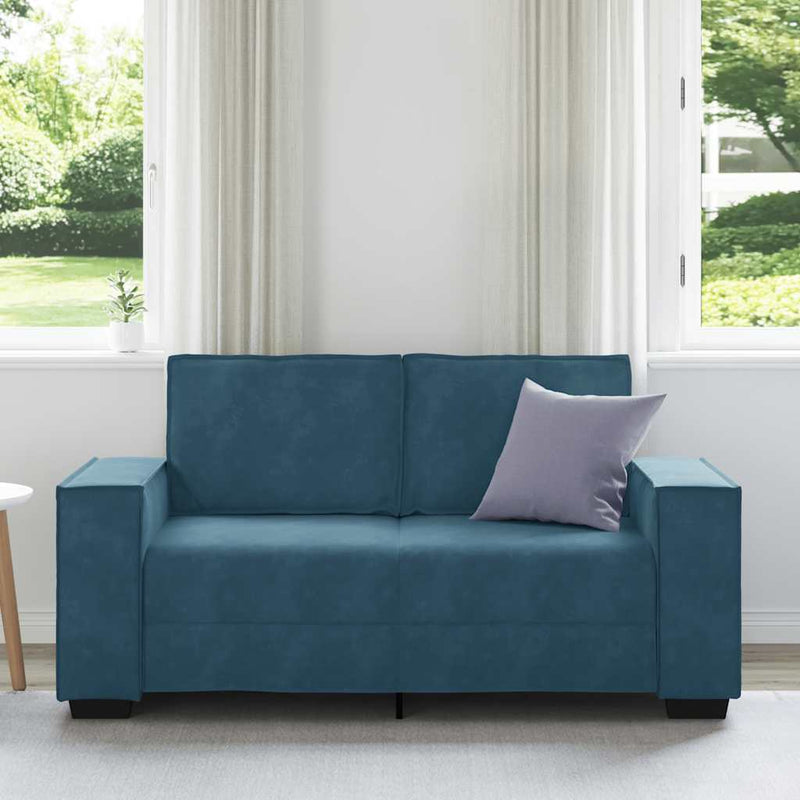 Canapea cu 2 locuri, albastru, 160x78x84 cm, catifea