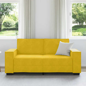 Canapea cu 2 locuri, galben, 180x78x84 cm, catifea