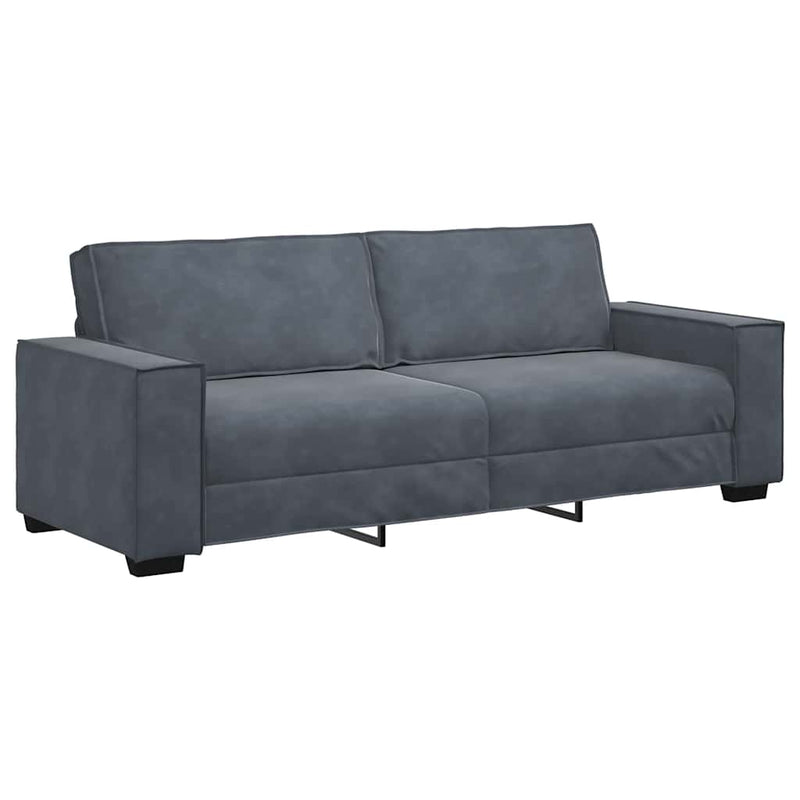 Canapea cu 3 locuri, gri închis, 220x78x84 cm, material catifea