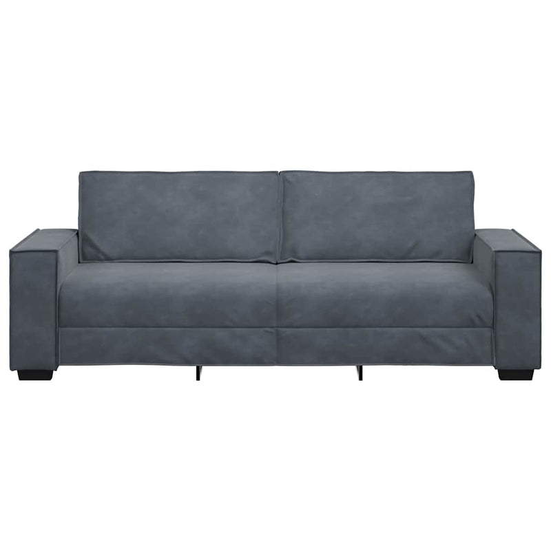 Canapea cu 3 locuri, gri închis, 220x78x84 cm, material catifea