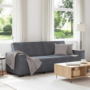 Canapea cu 3 locuri, gri închis, 220x78x84 cm, material catifea