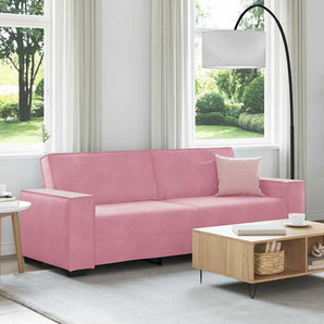 Canapea cu 3 locuri, roz, 220x78x84 cm, catifea