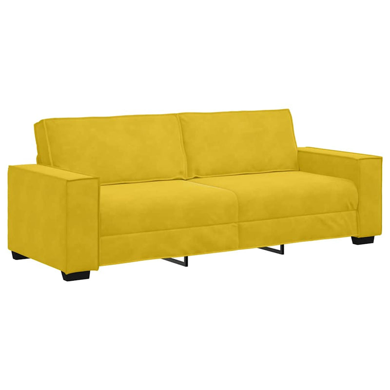 Canapea cu 3 locuri, galben, 220x78x84 cm, catifea