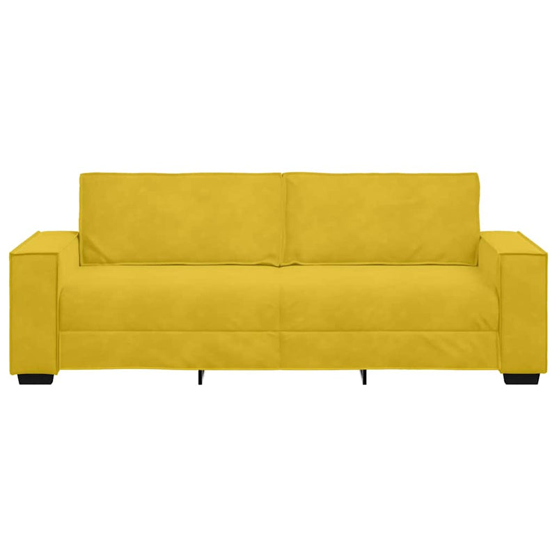 Canapea cu 3 locuri, galben, 220x78x84 cm, catifea