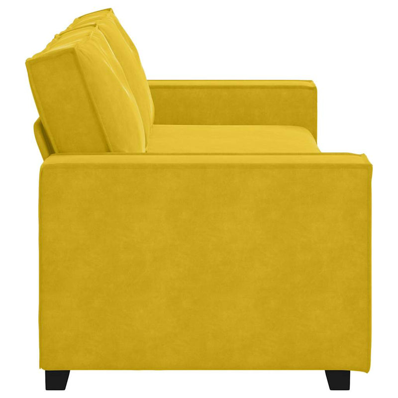 Canapea cu 3 locuri, galben, 220x78x84 cm, catifea