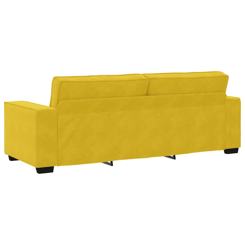 Canapea cu 3 locuri, galben, 220x78x84 cm, catifea