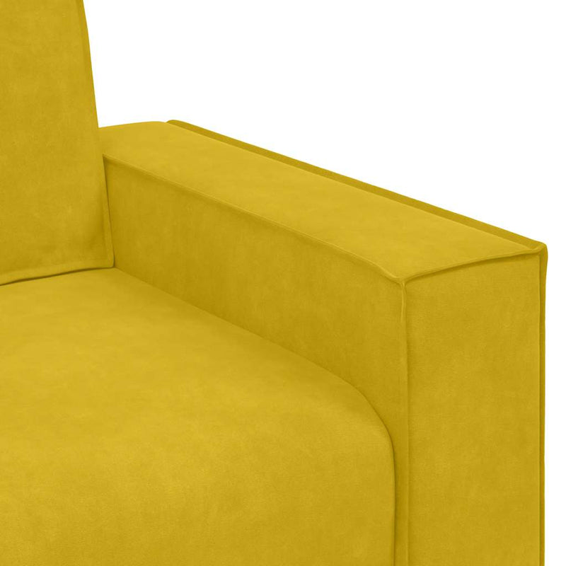 Canapea cu 3 locuri, galben, 220x78x84 cm, catifea