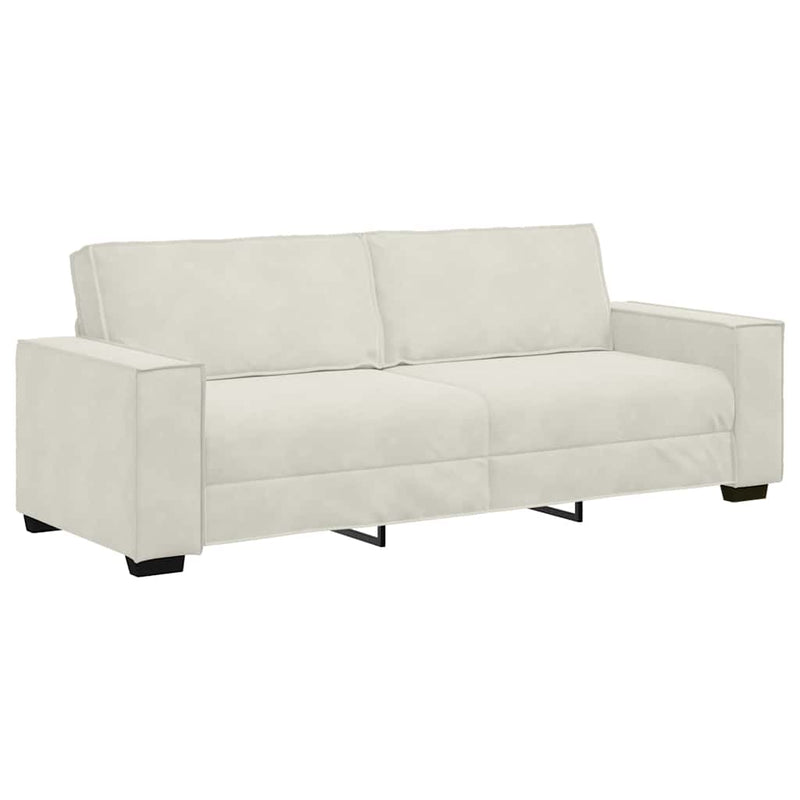 Canapea cu 3 locuri, crem, 220x78x84 cm, catifea