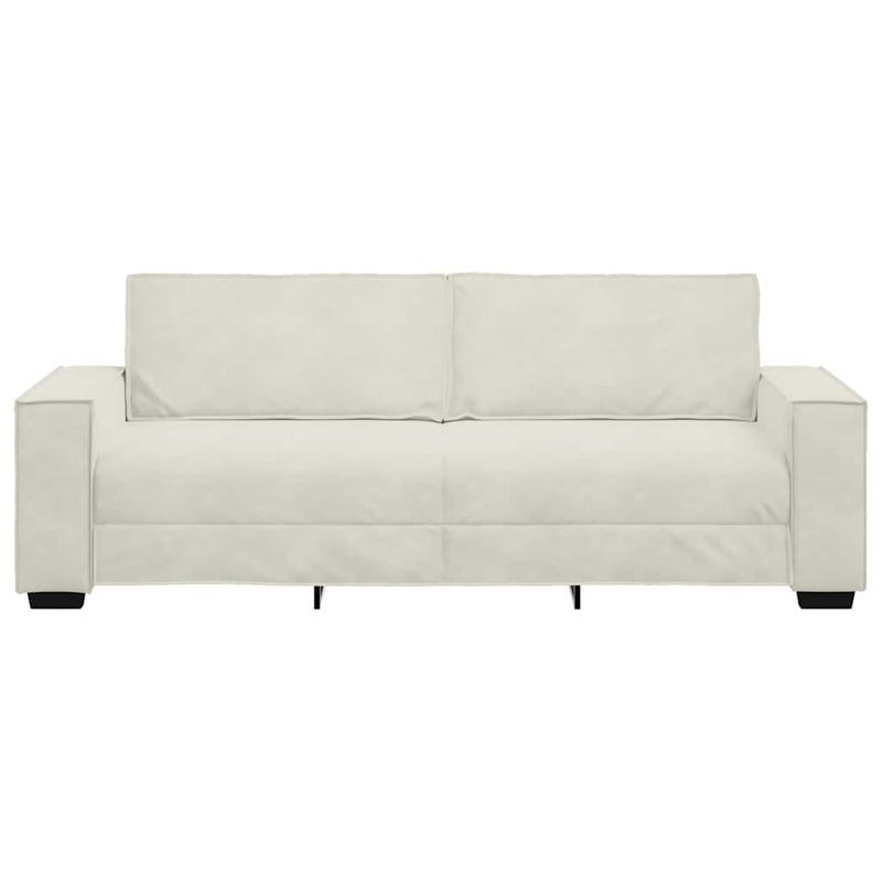 Canapea cu 3 locuri, crem, 220x78x84 cm, catifea
