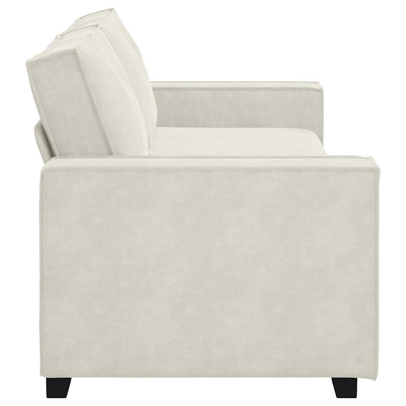 Canapea cu 3 locuri, crem, 220x78x84 cm, catifea
