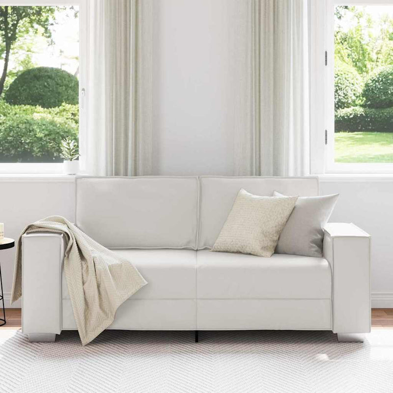 Canapea pentru două persoane Alb 180 cm Piele artificială