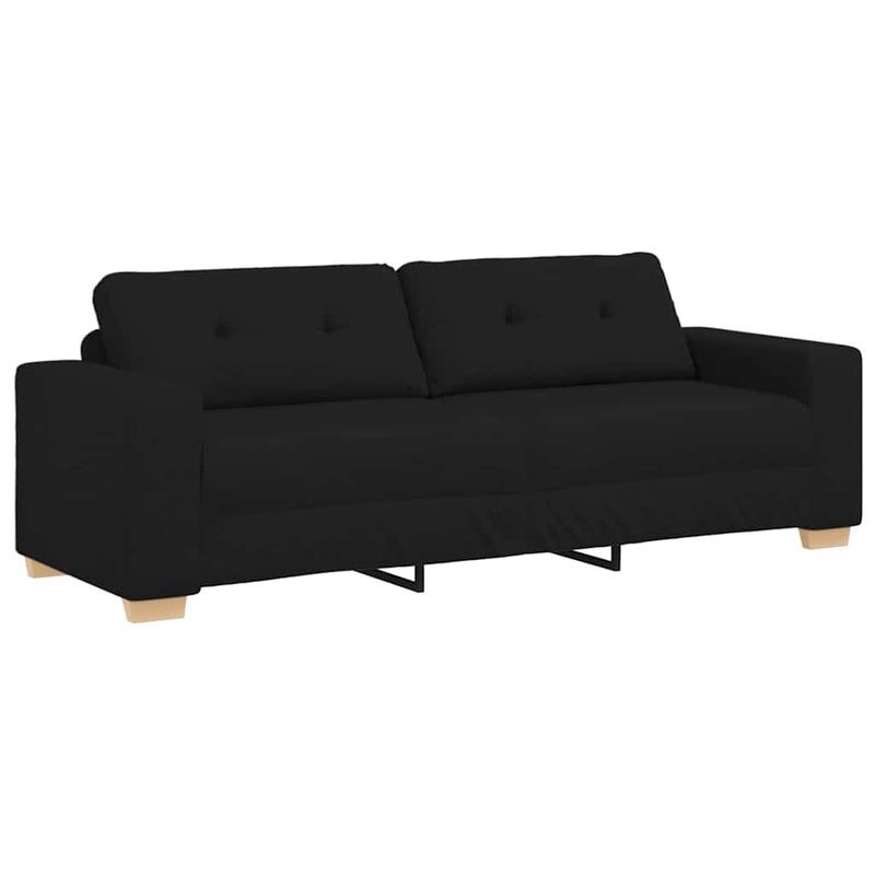Canapea cu 3 locuri, neagră, 220x78x80 cm, material textil