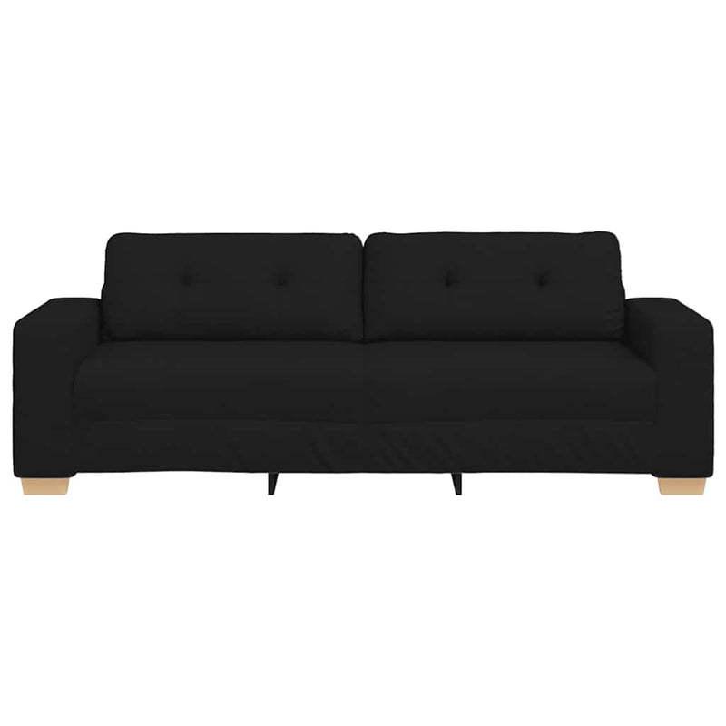 Canapea cu 3 locuri, neagră, 220x78x80 cm, material textil