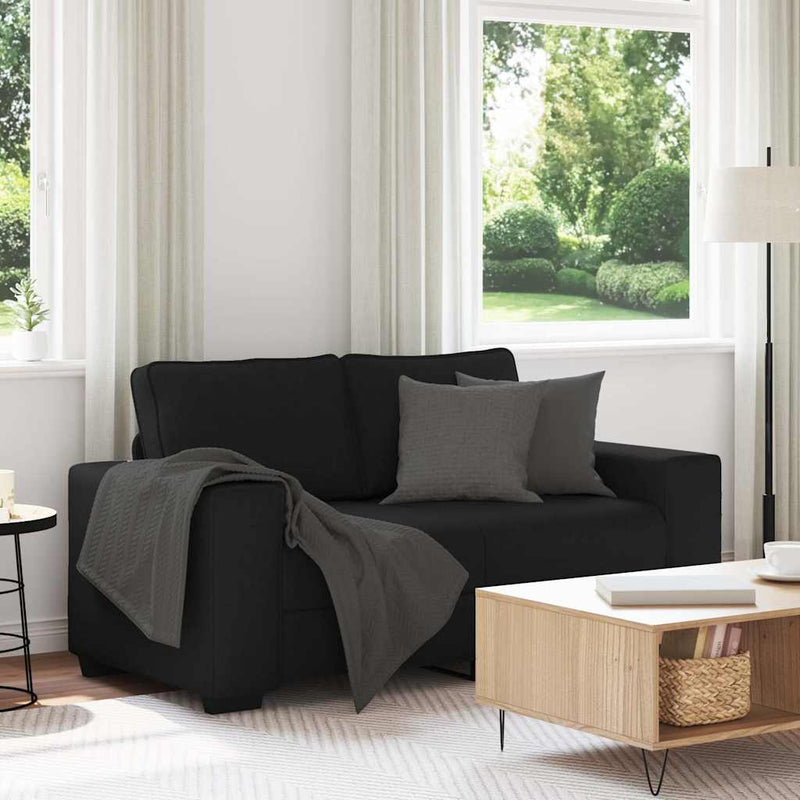 Canapea cu 2 locuri, neagră, 160x77x82 cm, material textil