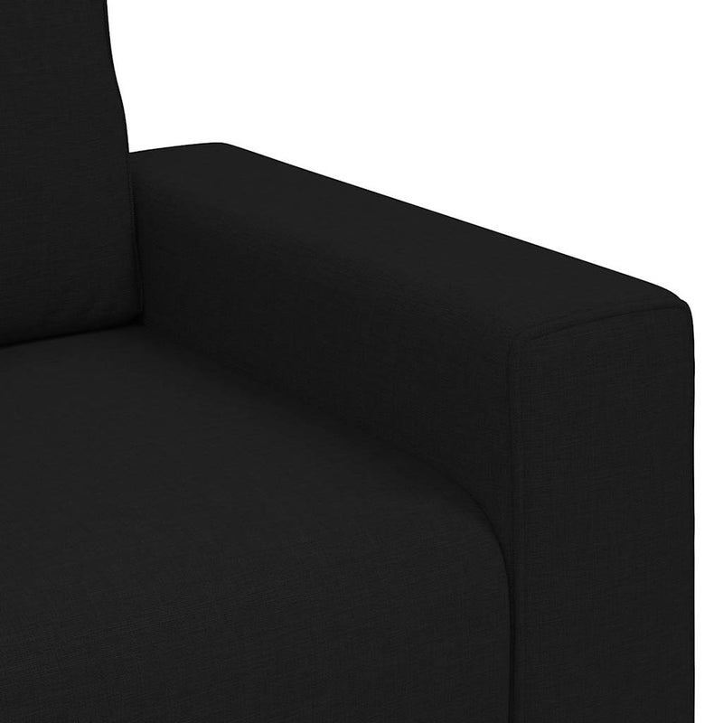 Canapea cu 3 locuri, neagră, 220x77x82 cm, material textil