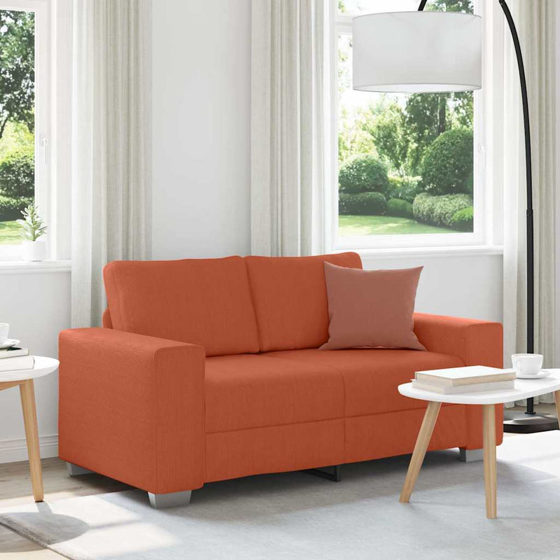 Canapea extensibilă cu două locuri, roșu portocaliu, 160x77x82 cm, material catifea reiată