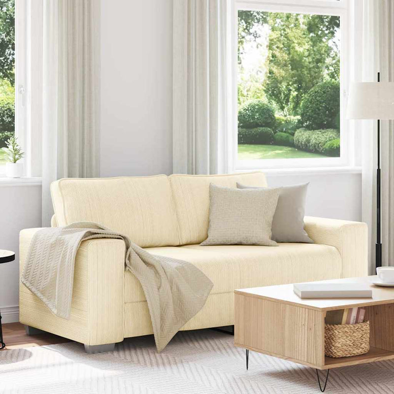 Canapea extensibilă crem 180x77x82 cm, material catifea reiată