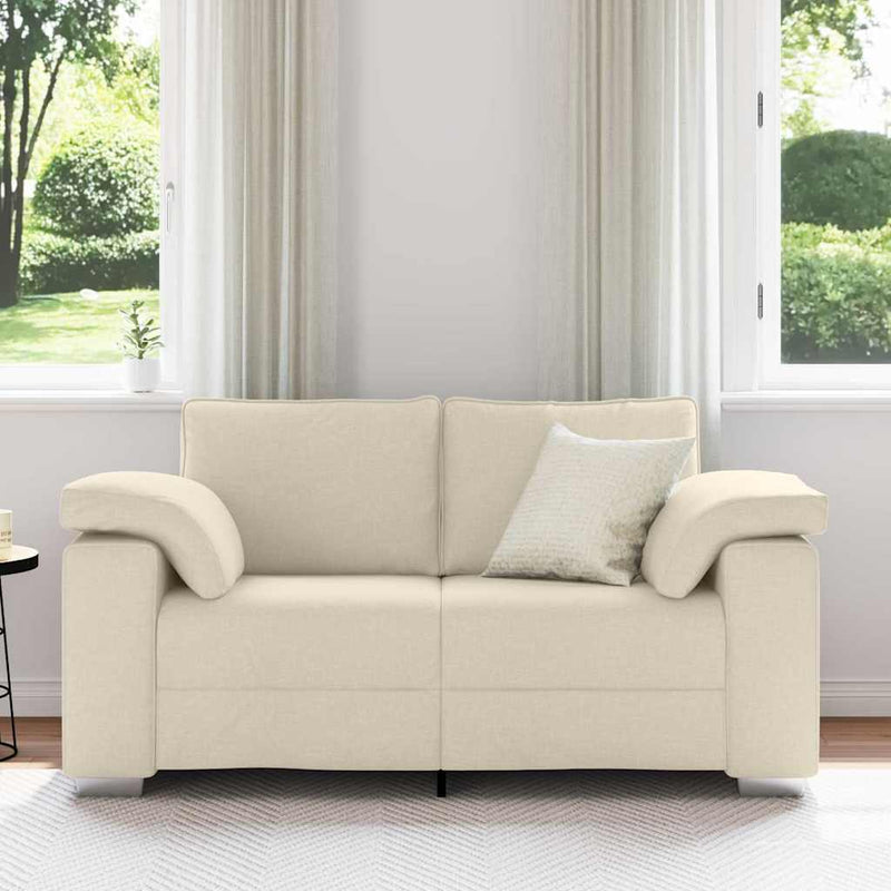 Canapea cu 2 locuri Bej 160 cm Material textil din in