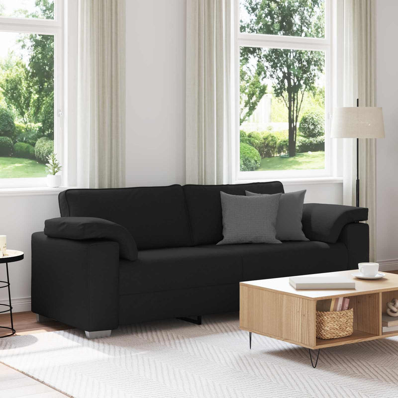 Sofa cu 3 locuri Negru 220 cm țesătură