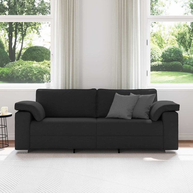 Sofa cu 3 locuri Negru 220 cm țesătură