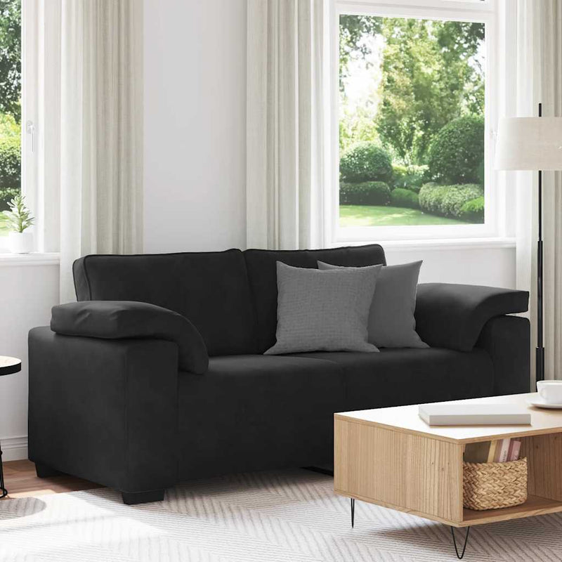Canapea loveseat neagră 180x77x82 cm catifea