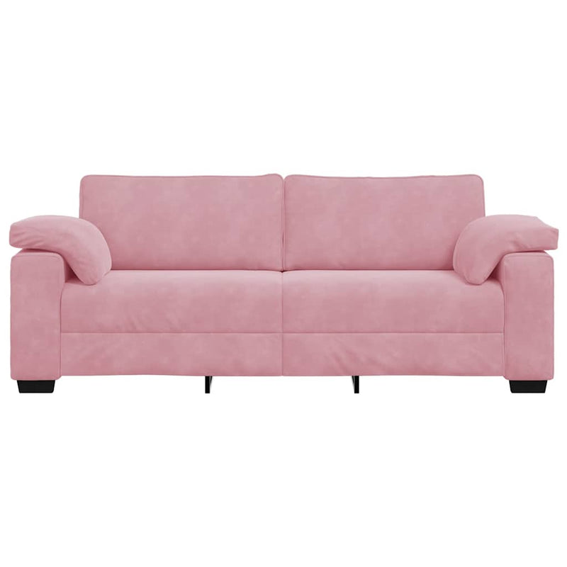 Canapea cu 3 locuri, roz, 220x77x82 cm, catifea