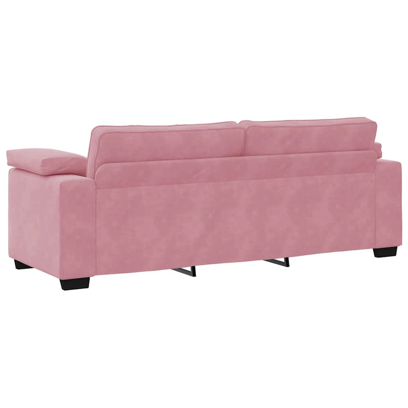 Canapea cu 3 locuri, roz, 220x77x82 cm, catifea