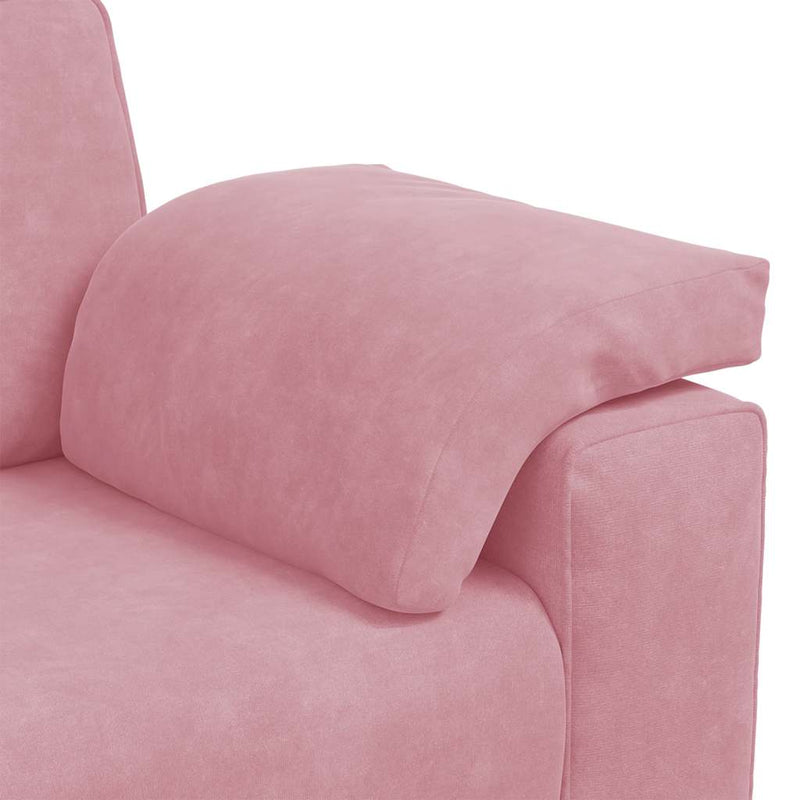 Canapea cu 3 locuri, roz, 220x77x82 cm, catifea