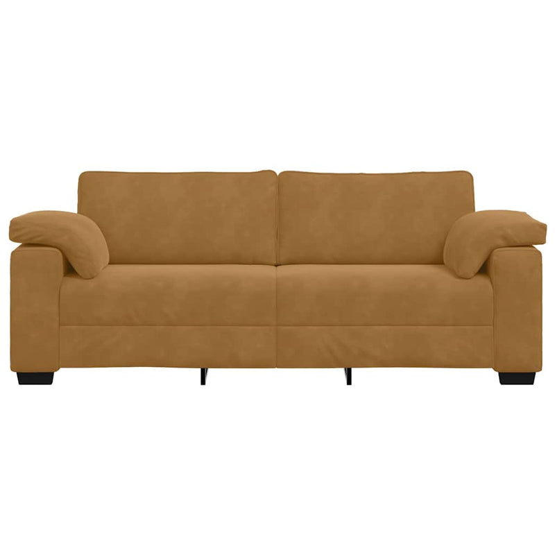 Canapea cu 3 locuri, maro, 220x77x82 cm, catifea