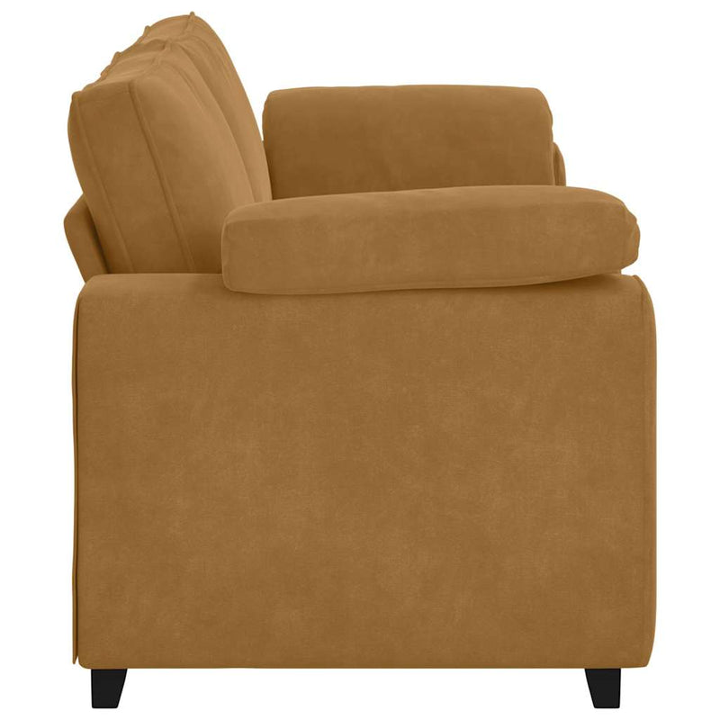 Canapea cu 3 locuri, maro, 220x77x82 cm, catifea
