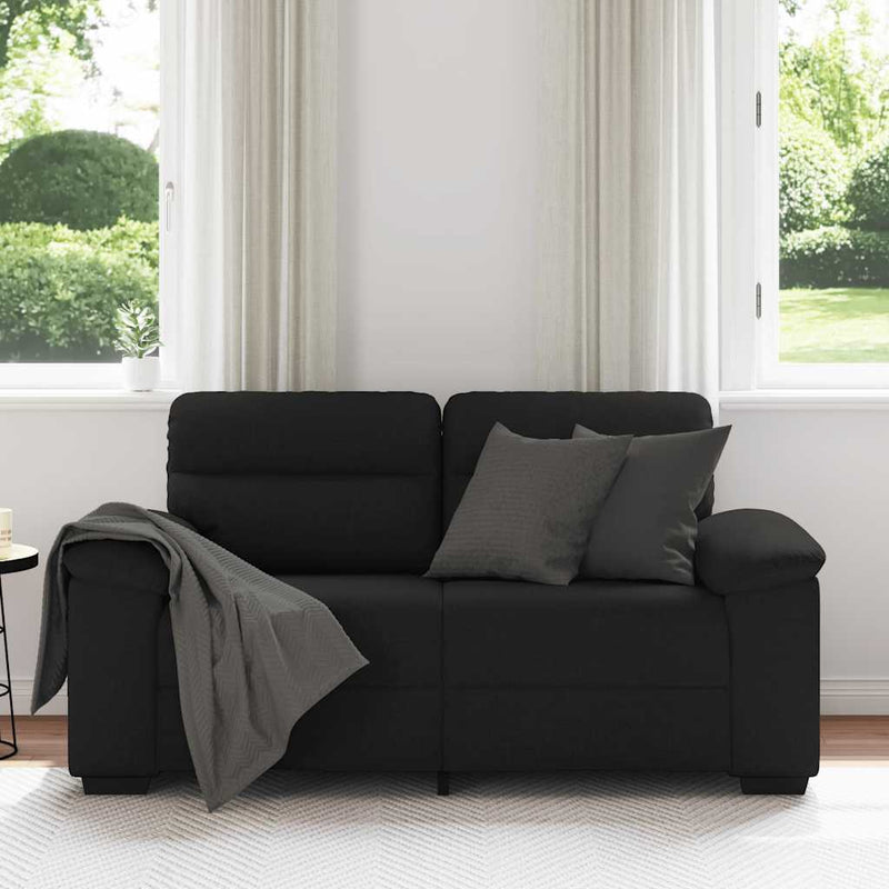 Canapea cu 2 locuri, neagră, 160x81x84 cm, material textil