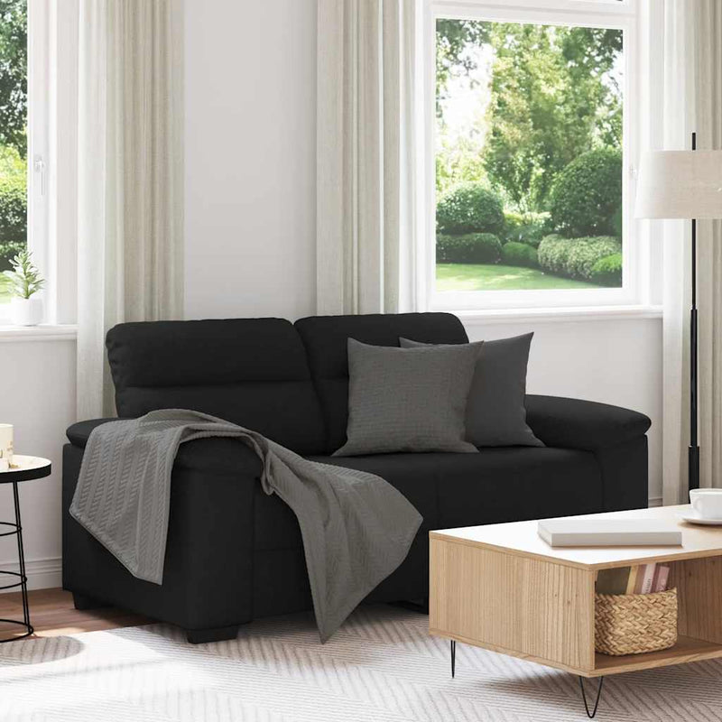 Canapea cu 2 locuri, neagră, 160x81x84 cm, material textil