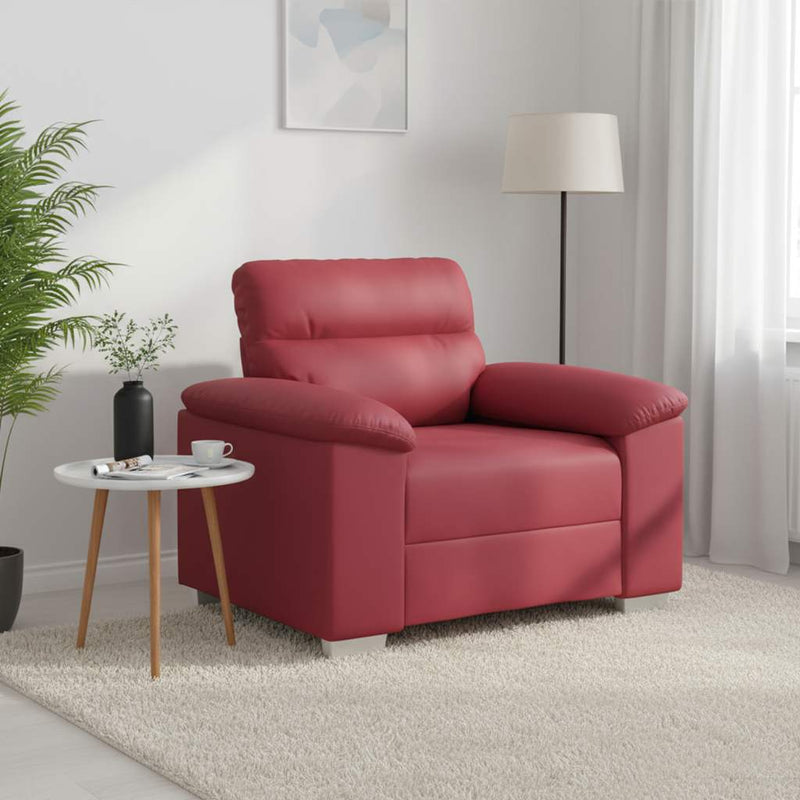 Canapea extensibilă, roșu vin, 100x81x84 cm, piele ecologică